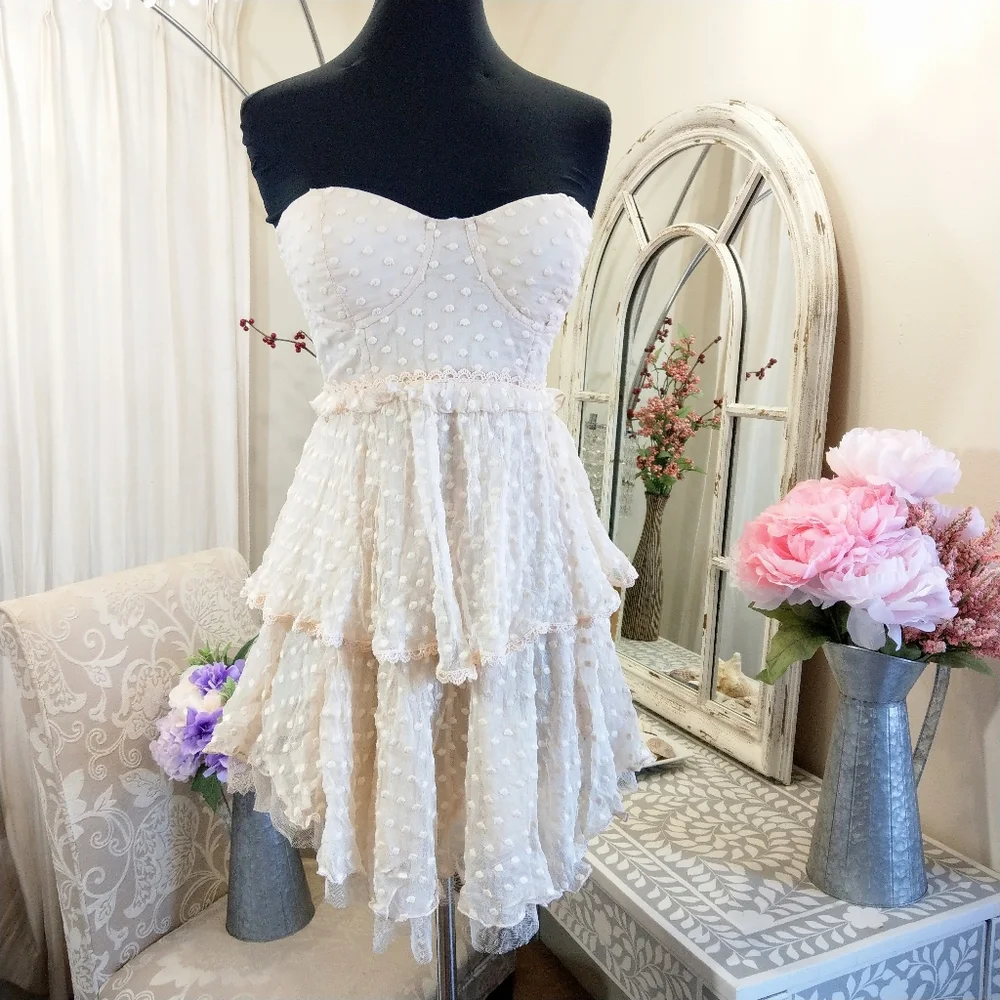 🍒NWT🍒  FP x SPELL ETHEREAL MINI BUSTIER DRESS - Picture 2 of 15